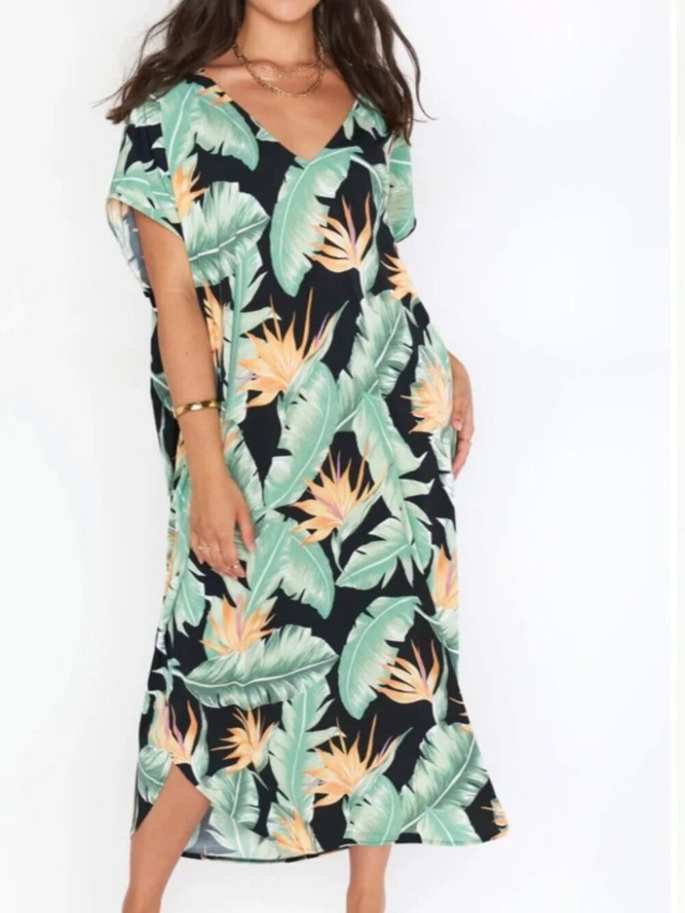 Show Me Your MuMu Wordly Caftan Night In Paradise Palm Tropical Dress